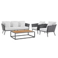 thumbnail image 2 of Modway Stance 4 Piece Outdoor Patio Aluminum Sectional Sofa Set in Gray White, 2 of 10