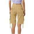 thumbnail image 4 of Women's Cotton Twill Cargo Shorts High Waisted Stretch Long Shorts with Multi Pockets Casual Summer Pants (30, Khaki), 4 of 6