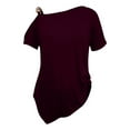 thumbnail image 5 of RQYYD One Shoulder Tops for Womens Asymmetrical Metal Strap Batwing Short Sleeve T Shirts Summer Casual Pleated Tunic Blouse(Purple,3XL), 5 of 6