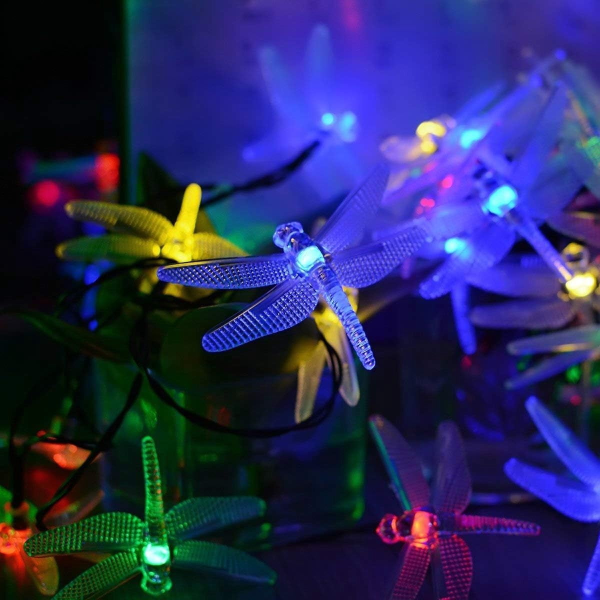 Outdoor Garden Solar String Lights, 7m 50LED Solar Garden Dragonfly String Lights Dragonfly String Light Waterproof for Yard