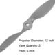 thumbnail image 4 of Uxcell 12x6 Inch RC Propellers 2-Vane Blades Props Gray with Adapter Rings RC Airplane Aircraft Prop Replacement 3Pcs, 4 of 7
