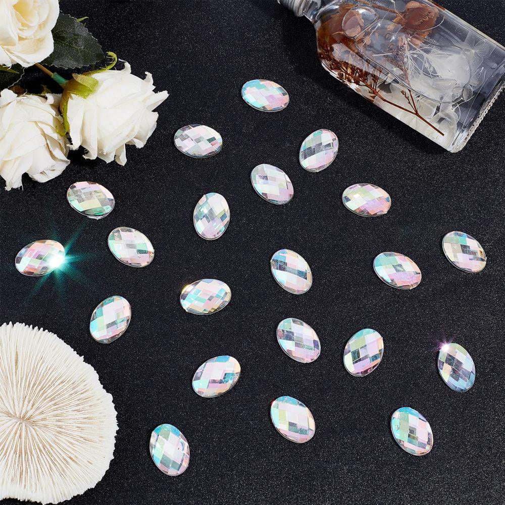 FINGERINSPIRE 60Pcs 20mm Self-Adhesive Acrylic Clear Rhinestones with  Container Flat Back Round Crystal Circle Gems Sparkling Plastic Stickers  for