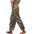 thumbnail image 2 of Endives Satin Pants For Women Casual Tie Elastic High Waisted Cropped Pant With Pockets Summer Slacks, 2 of 6