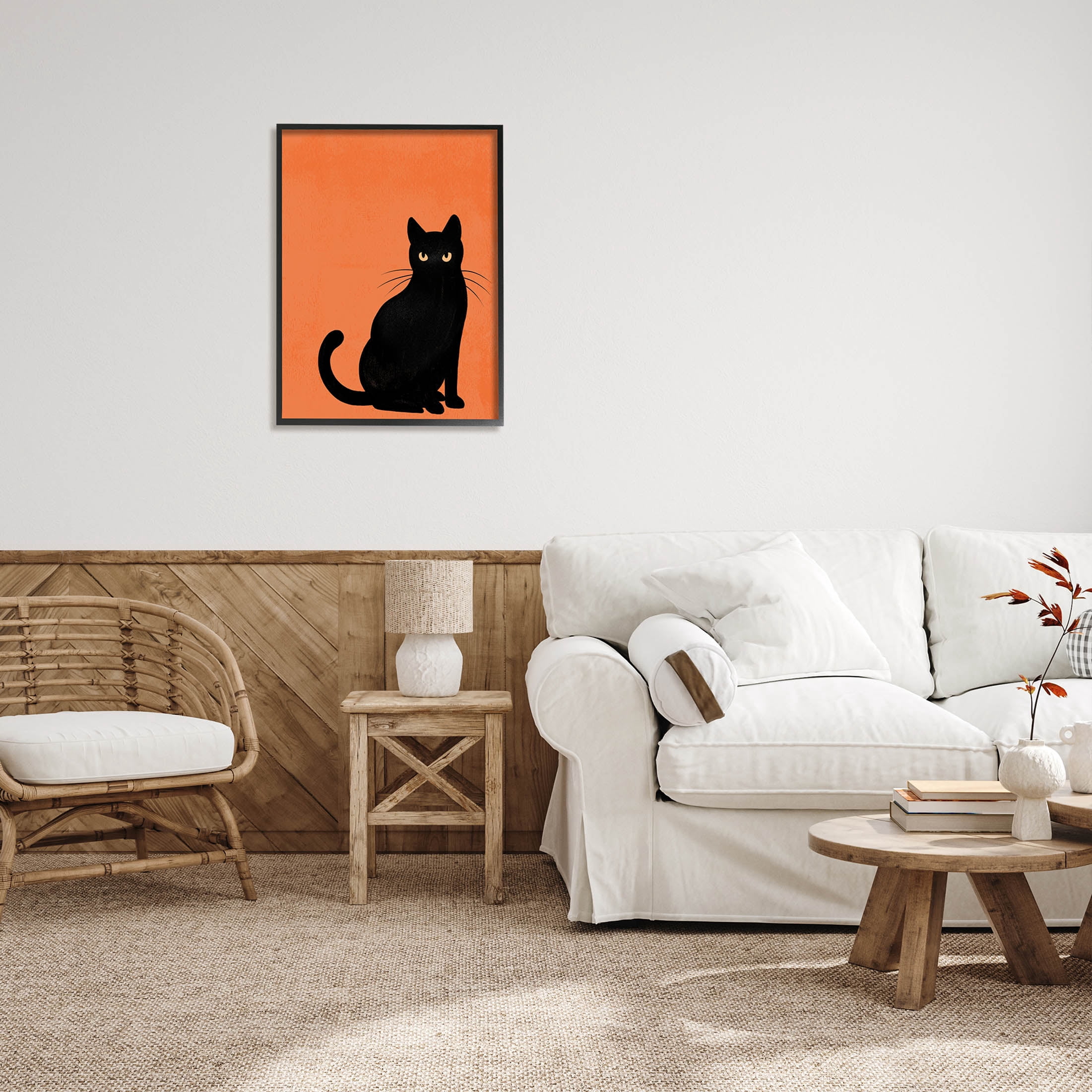 Stupell Industries Bold Black Cat Silhouette Graphic Art Black Framed Art Print Wall Art, Design by Jo Taylor