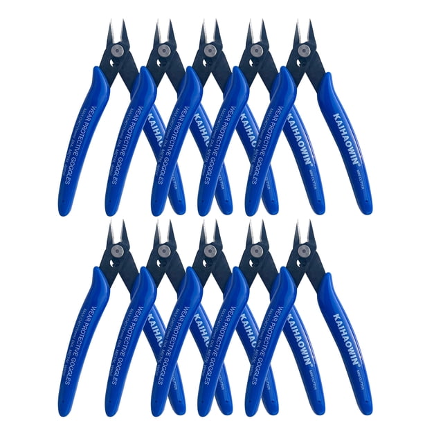 Flush Cutters KAIHAOWIN 170 - Cortadores de alambre (paquete de 10 unidades), color azul