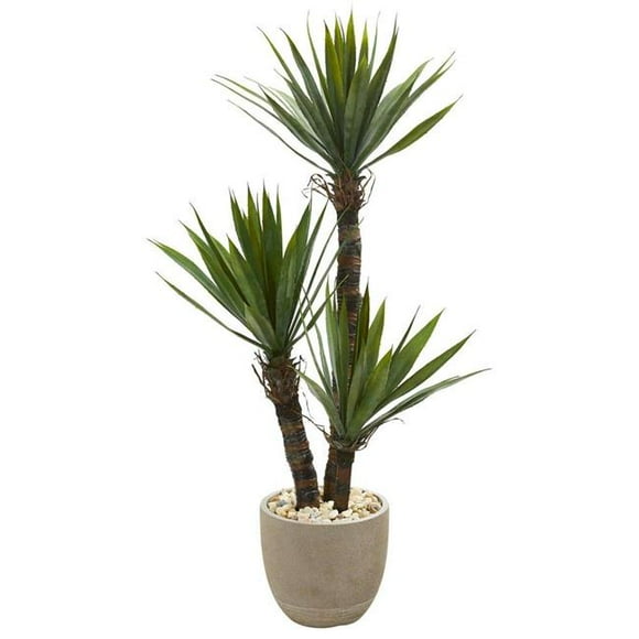 56 in. Yucca Artificial Tree in Sandstone Planter