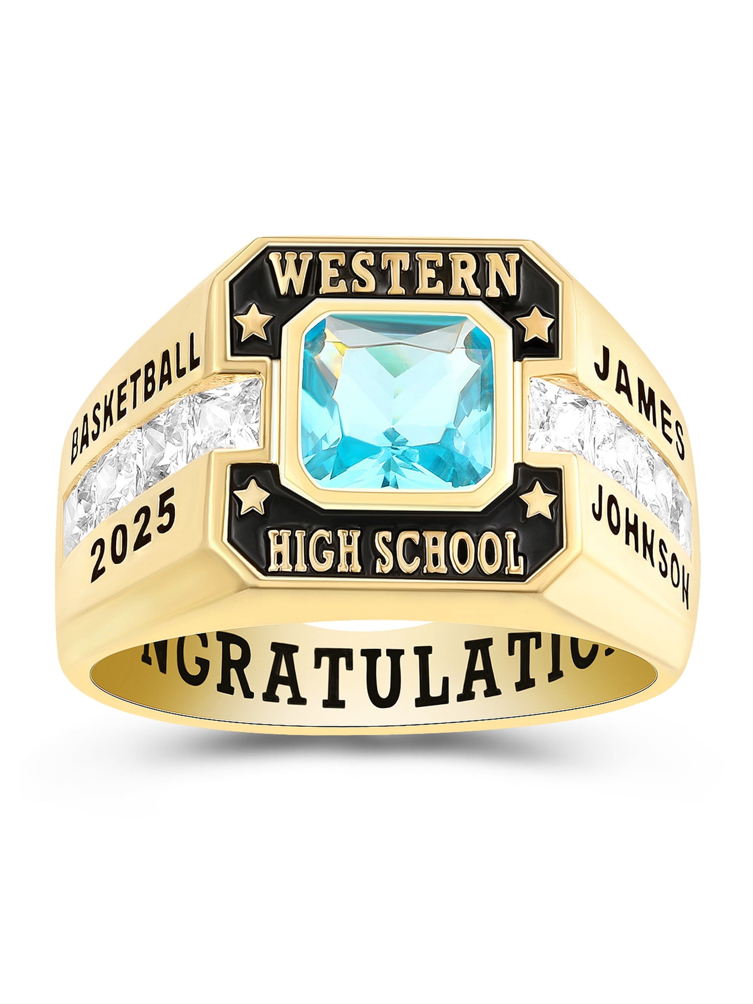 Mementos USA Customized 10kt Yellow Gold Men's Class Ring for High School and College-Phoenix
