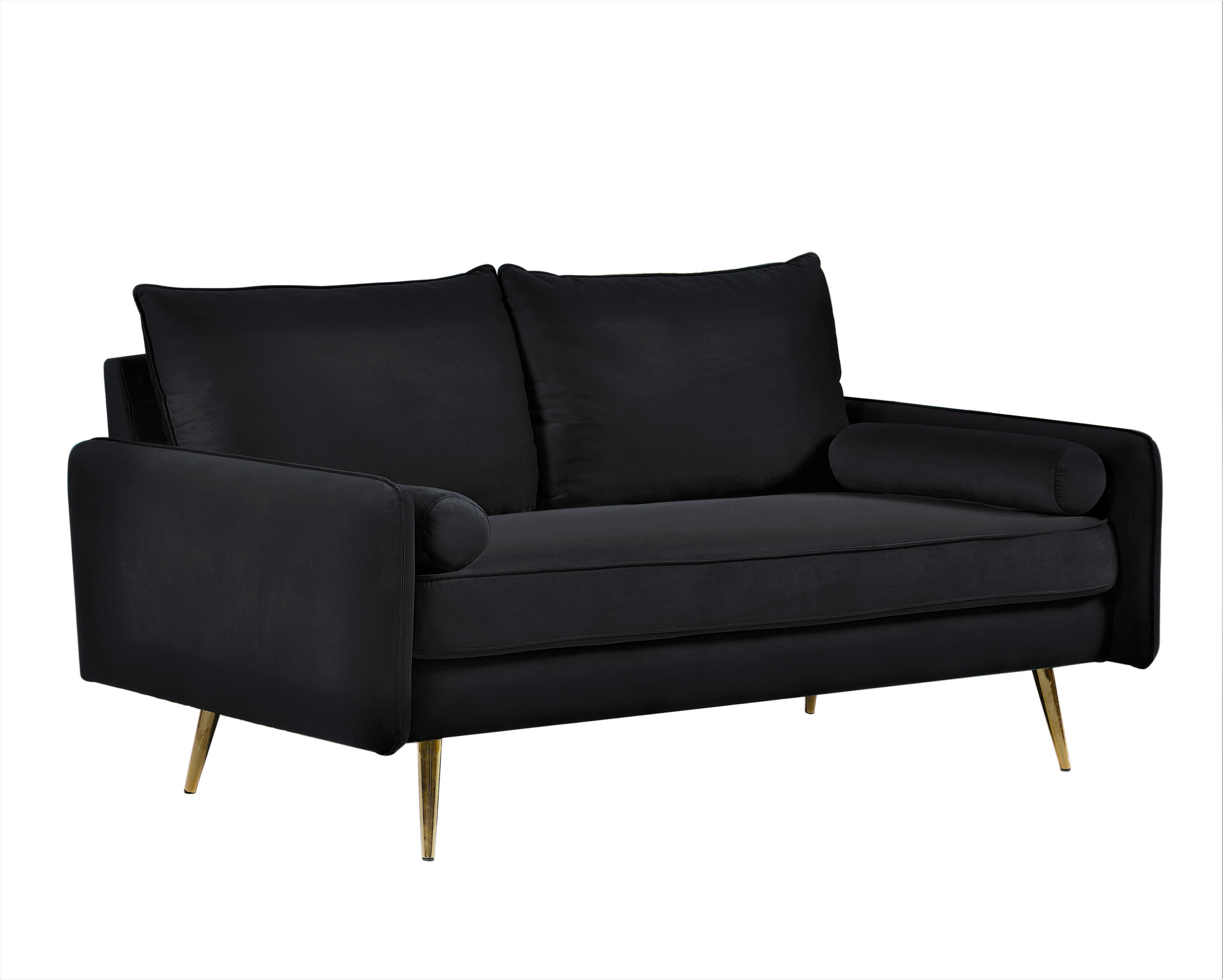 US Pride Furniture Villeda 58''W Polyester Square Arms Loveseat Black