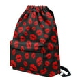 thumbnail image 2 of Xoenoiee Black Lip Print Drawstring Backpack for Men & Women, Lightweight Large Capacity Gym Sack Daypack String Cinch Bag with Zipper Pocket for Shopping Travel Sport Yoga, 2 of 8