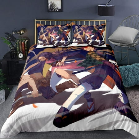 Tanjiro Anime Bedding Set Demon Slayer Boy and Girl Gift Quilt Cover ...