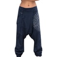 thumbnail image 2 of Xiaoxatg Women's Pants, Versatile Print Pants with Drop Crotch Harem for Everyday Casual Wear Relaxed Fit Suitable for Spring and Autumn Easy Care Dark Blue XXXL, 2 of 4