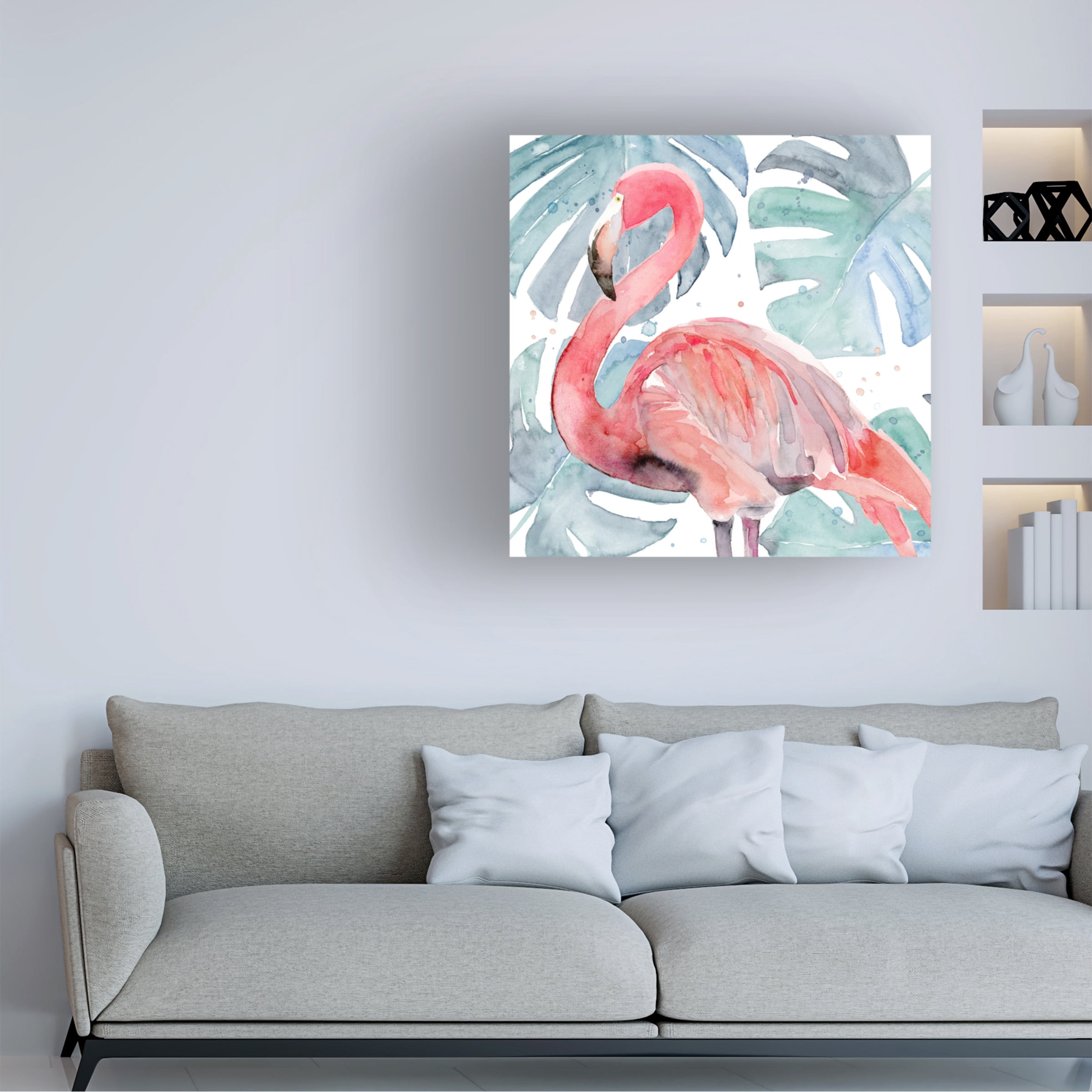 Annie Warren 'Flamingo Splash II' Canvas Art