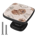 thumbnail image 1 of 4 Pcs Cabinet Handle Drawer Pulls Dog Pomeranian and Bones Knobs with Screws Square Furniture Office Cabinet Knob Decoration, 1 of 5