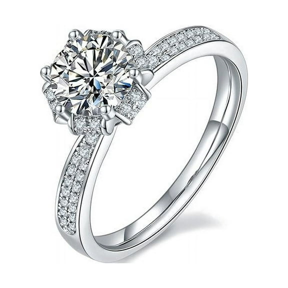 1Carat Round Cut Moissanite -Splendid engagement Ring - Diamond Double Halo Ring - 18k White Gold Over Silver
