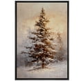 thumbnail image 3 of IDEA4WALL Framed Canvas Art Wall Decor Snowy Pine Tree Serene Christmas Tree in a Rustic Winter Landscape Decorative Illustration Funny Retro Chic for Dorm Home Office - 24"x36" Black, 3 of 5
