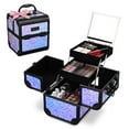 thumbnail image 3 of Byootique Makeup Train Case Cosmetic Organizer w/ Mirror Mermaid Purple Artist, 3 of 10
