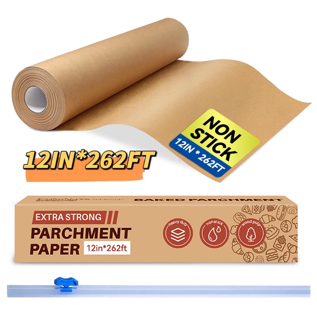 Unbleached Parchment Paper, 12 x 262 ft Parchment Baking Paper Roll - 260Sq Ft for Baking, Cooking, Grilling, Air Fryer and Steaming