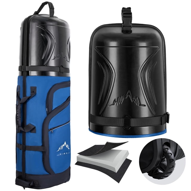 Bolsa de viaje de golf UNIHIMAL con funda rígida de policarbonato, ruedas, color azul