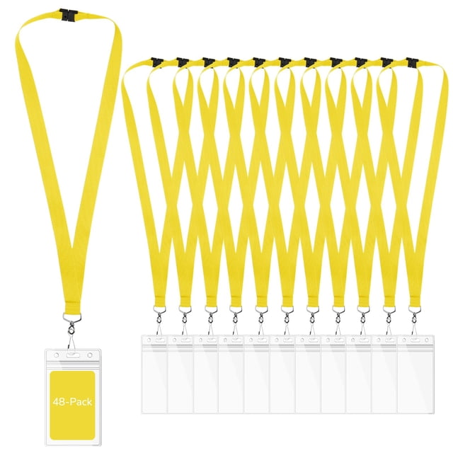 Lanyards WEZEBEL, paquete de 48, amarillos, porta credenciales impermeables