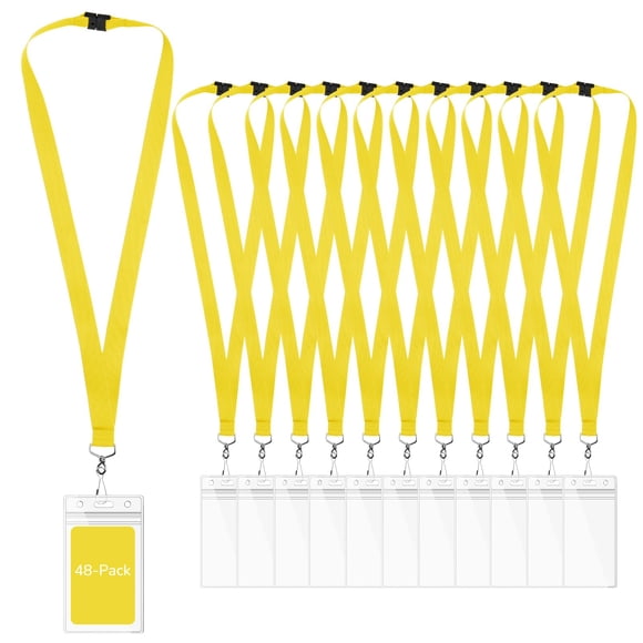 Lanyards WEZEBEL, paquete de 48, amarillos, porta credenciales impermeables