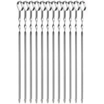 Kabob Skewers for Grilling - Metal Skewers for Kabobs 15 inch Stainless Steel Flat BBQ Skewers - Shish Kebab Skewers - Reusable Kabob Sticks for Meat Shrimp Chicken Vegetable (12 Pack Skewers)