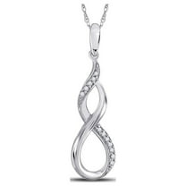 Sterling Silver Womens Round Diamond Vertical Infinity Pendant 1/20 Cttw