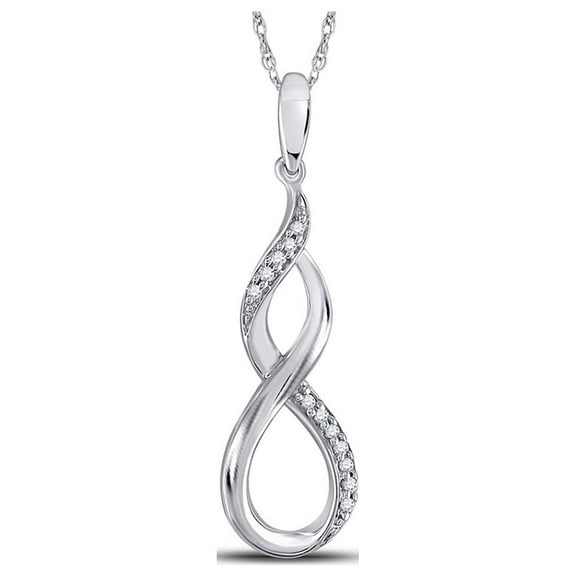 Sterling Silver Womens Round Diamond Vertical Infinity Pendant 1/20 Cttw
