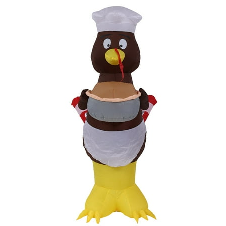 Thanksgiving 6FT Inflatable Turkey with Hat Yard Decoration - LED Light Up Blow Up Turkey for Outdoor Indoor Lawn Thanksgiving Yard Decorations and Autumn Holiday Family Party Display