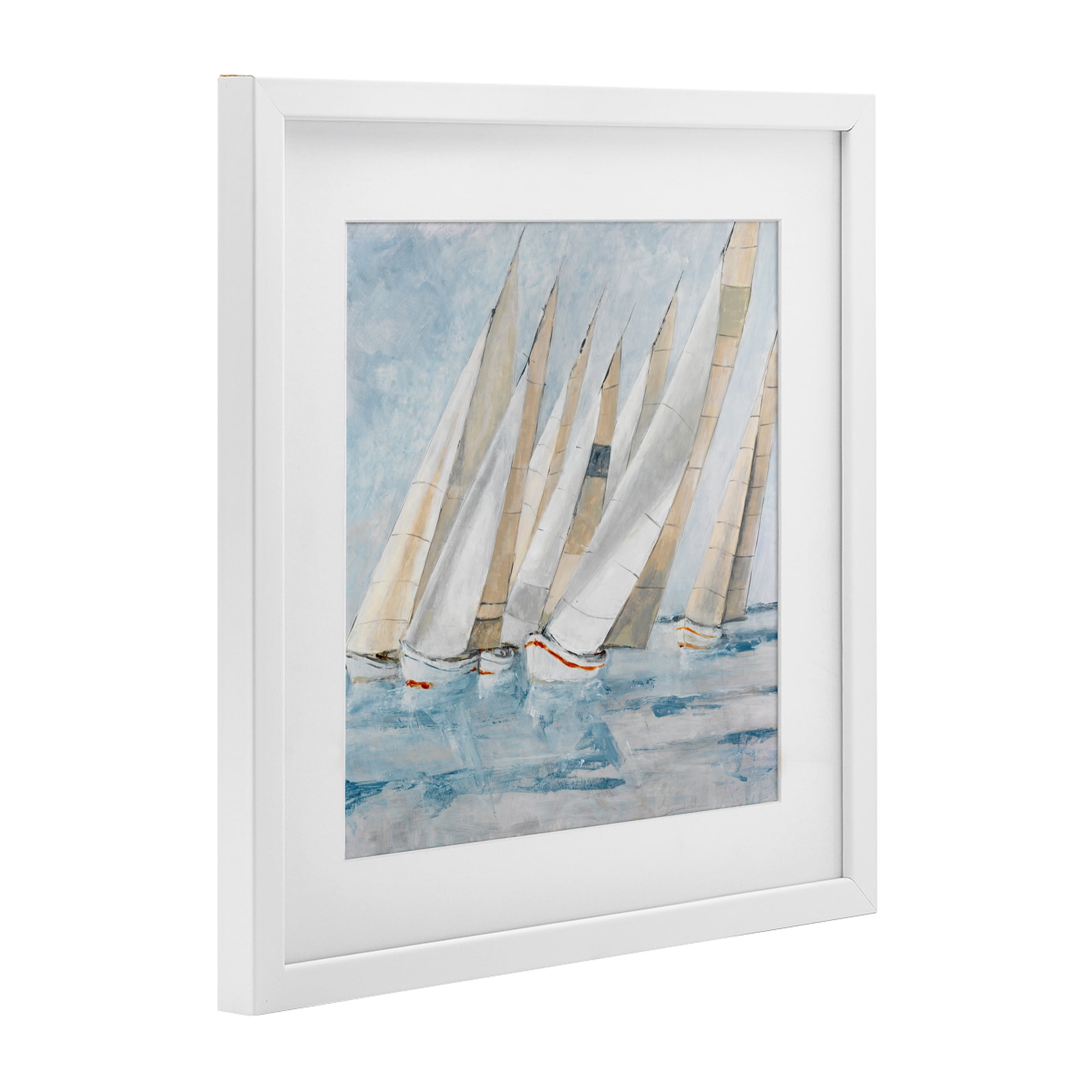 Stupell Industries Sailboat Regatta Coastal Scene White Framed Print Under Glass, design by Lorenzo Collective