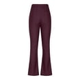 thumbnail image 6 of Bloomae Stretchy Jeans for Women High Waist Flare Jeggings Leggings with Back Pockets Loose Wide Leg Tummy Control Bootcut Bell Bottom Faux Denim Pants Purple L, 6 of 10