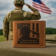 thumbnail image 3 of MARSHAL Men's Vintage Genuine Leather RFID Wallet with Military Tribute Design  'Land of the Free, Because of the Brave' Engraving, Western Style Tan, 3 of 9