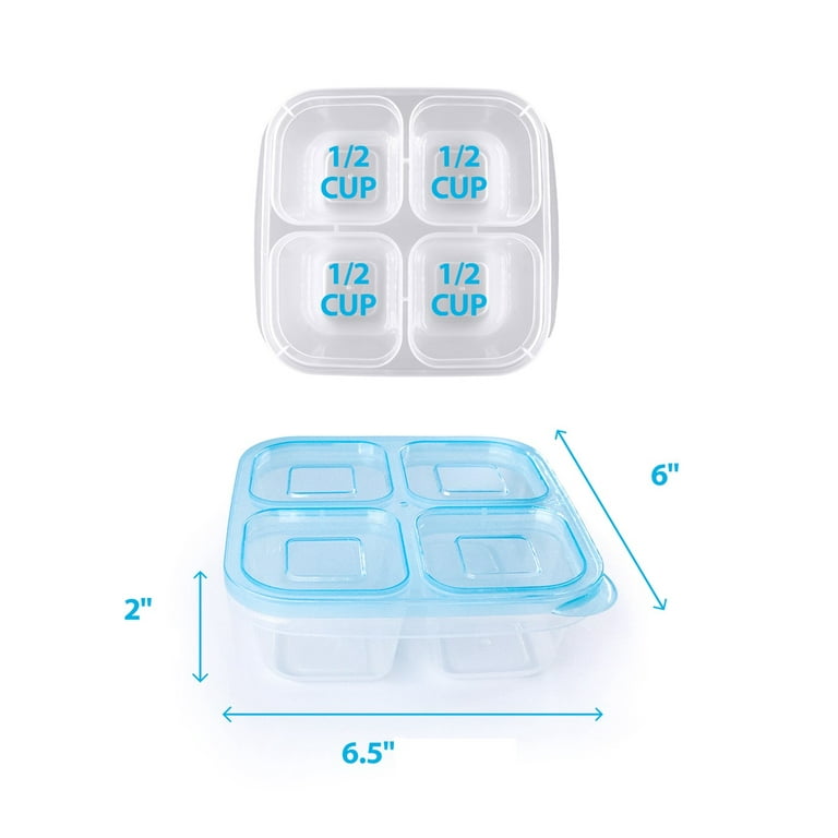RGNEIN Bento Snack Boxes (4 Pack)- Reusable 4-Compartment Meal Prep  Containers for Kids and Adults, Perfect Food Storage School, Compact  Stackable