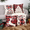thumbnail image 3 of Christmas Pillow Cover 20 x 20 Inch Buffalo Plaid Christmas Tree Deer Sock Bell Throw Pillow Covers Christmas Decorations Winter Holiday Cushion Case for Sofa Couch Set of 4, 3 of 6