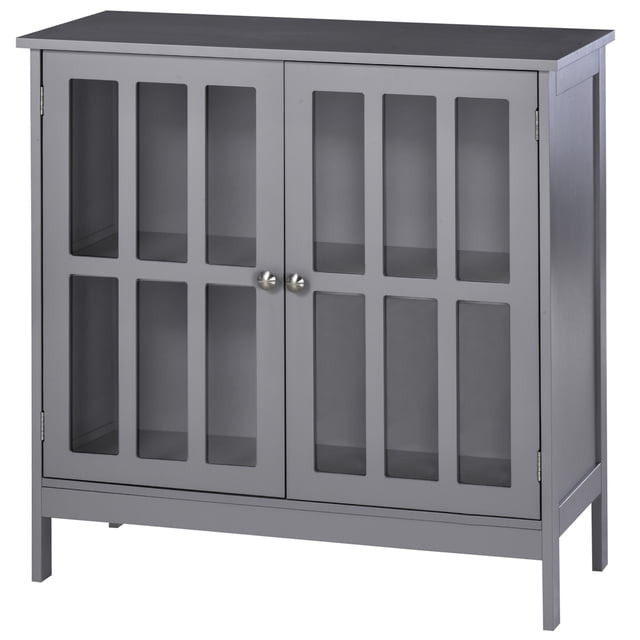 kleankin Buffet de Rangement de Cuisine Moderne avec Portes Transparentes et Étagères