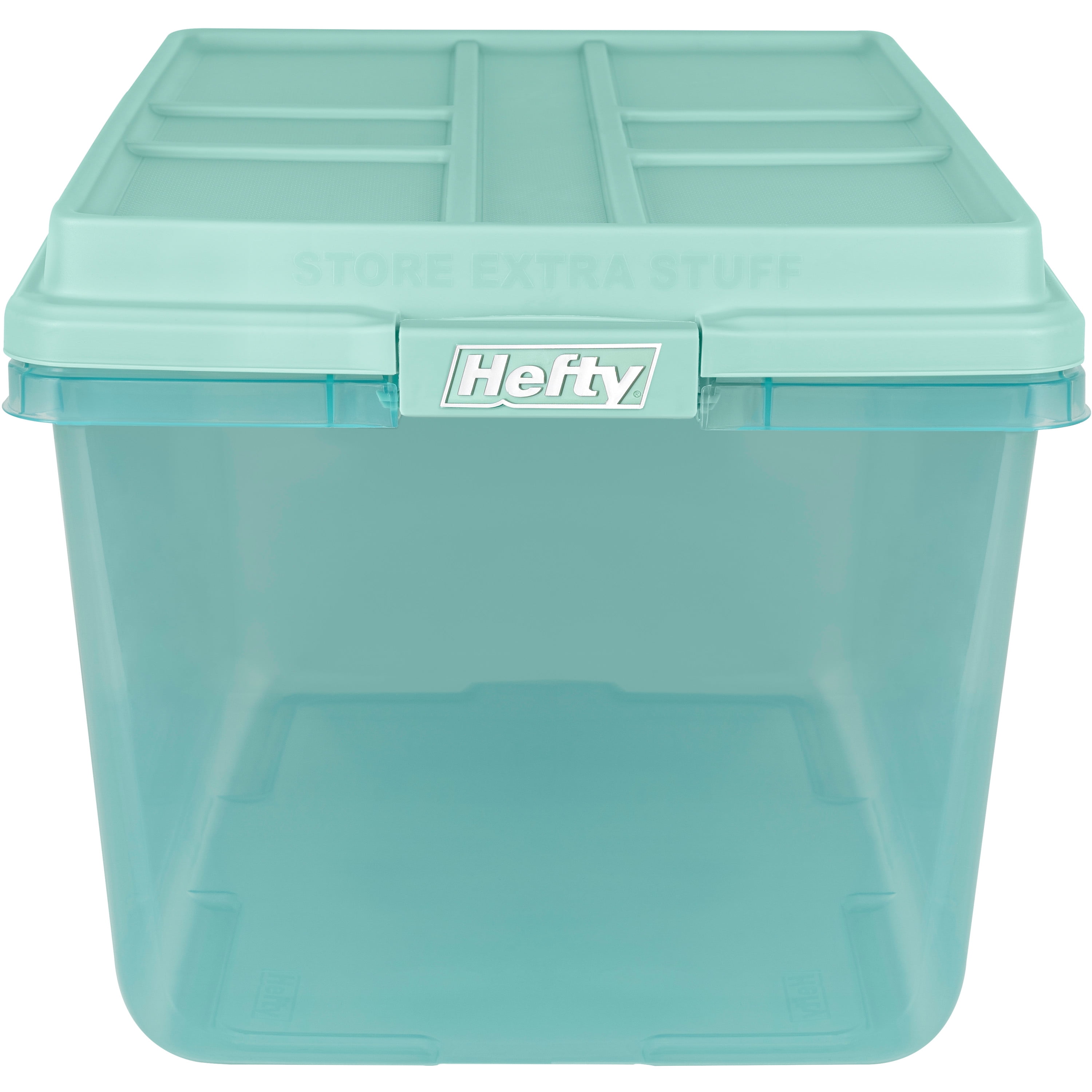 Hefty 72 QT HI-RISE Clear Plastic Storage Bin in Jade Dust Tint 