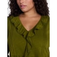 thumbnail image 4 of Terra & Sky Women’s Plus Ruffled Cotton Blouse with Elbow-Length Puff Sleeves, Sizes 0X-5X, 4 of 5