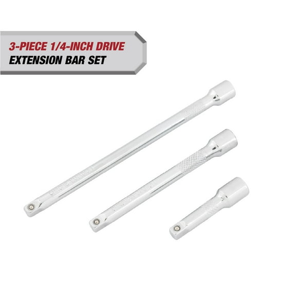 Hyper Tough 1/4-inch Drive Extension Bar Set, 3-Sizes
