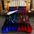 thumbnail image 3 of Geometric Honeycomb Comforter Set Twin Neon Blue Red Black Striped Bedding Set Adult,Abstract Gradient Ombre Comforter Set Geometry Beehive Hexagon Bed Set 2Pcs, 3 of 7