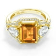 thumbnail image 2 of Gem Stone King 18K Yellow Gold Plated Silver Yellow Citrine Ring for Women (3.69 Cttw, Emerald Cut 10X8MM, Gemstone November Birthstone, Size 5), 2 of 4