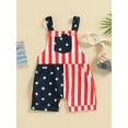 thumbnail image 2 of Arvbitana Toddler Baby Boys Girls Independence Day Overalls Sleeveless Stripe Star Print Suspender Pants Summer Casual Jumpsuit for Child 12M-5T, 2 of 8