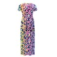 thumbnail image 6 of Psesaysky Polyester and Spandex Short Sleeve Maxi Dress for Holiday Summer Outdoor, Breathable Round Neck Casual Maxi Dress, Colorful Leopard Print Pattern, 6 of 8