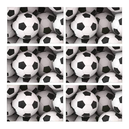 

MKHERT Sports Decor Soccer Ball Placemats Table Mats for Dining Room Kitchen Table Decoration 12x18 inch Set of 6