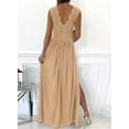thumbnail image 2 of Womens 2024 Formal Dresses Wrap V-Neck Ruched Sexy Bridesmaid Wedding Guest Maxi Dresses, 2 of 10