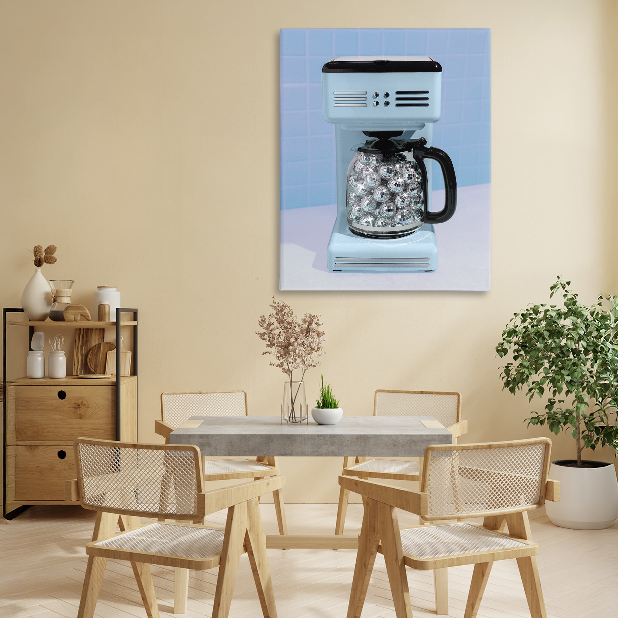 Stupell Industries Disco Coffee Maker over Blue Canvas Wall Art, design by LISH Creative