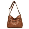 thumbnail image 4 of FIDAC Women's Shoulder Bag PU Leather Solid Multi Pocket Crossbody Bag, Brown, 1-Piece, 4 of 8
