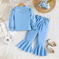 thumbnail image 6 of NAFUU Little Girls Clothes Set Stylish Toddler Girl 3 Piece Outfits Long Sleeve Blazer Jacket With Cami Top And Flared Pants Set Kids Formal Wear 2-3 Years, 6 of 9