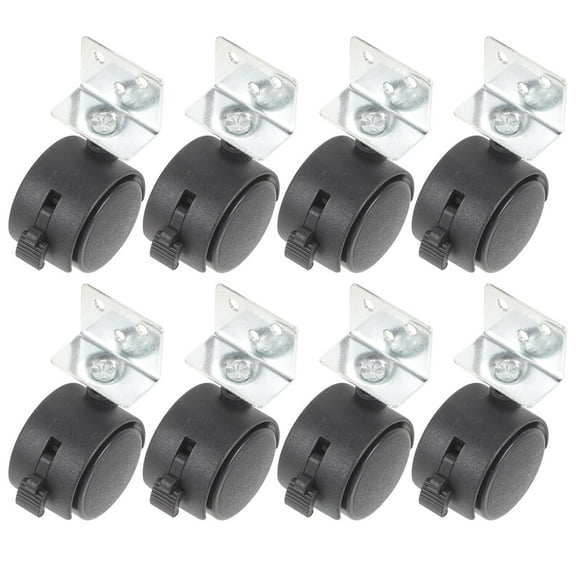 WASHWEPE 8Pcs Office Chair Replacement Parts Black Plastic Nylon Caster Wheels for Use 1.5Inch