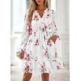 thumbnail image 3 of PRETTYGARDEN Women's Fall Boho Dresses Floral Long Sleeve V Neck Mini Flowy Wedding Guest Dress Trendy Vacation Outfits, 3 of 8