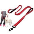 thumbnail image 2 of Reflective Nylon Double Handles Dog Training Leash Heavy Duty Durable Walking Lead for Large and Medium Dogs (Red), 2 of 9