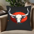 thumbnail image 5 of Set of 2 Square Throw Pillow Covers 18x18in - Bold White Head Design with Curved Horns Abstract Orange & Blue Shapes Perfect for Couch Bed Car, 5 of 8